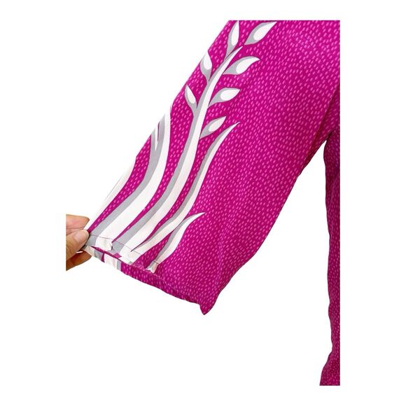 Bob Mackie Mandarin Collar Silk Butterly Button Down Blouse Pink Sz S - Picture 3 of 5